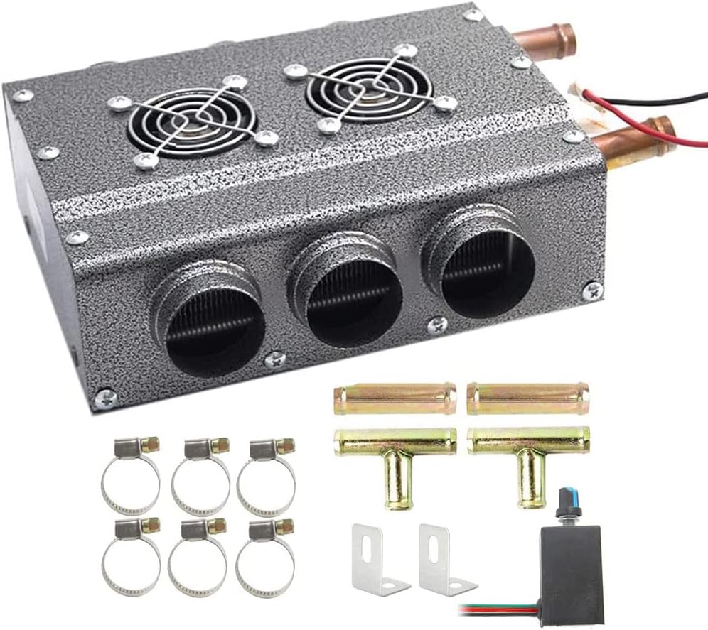 Compact 12V Dual Sides 6 Vents Heater with Speed Switch, Pack of 2 O1141