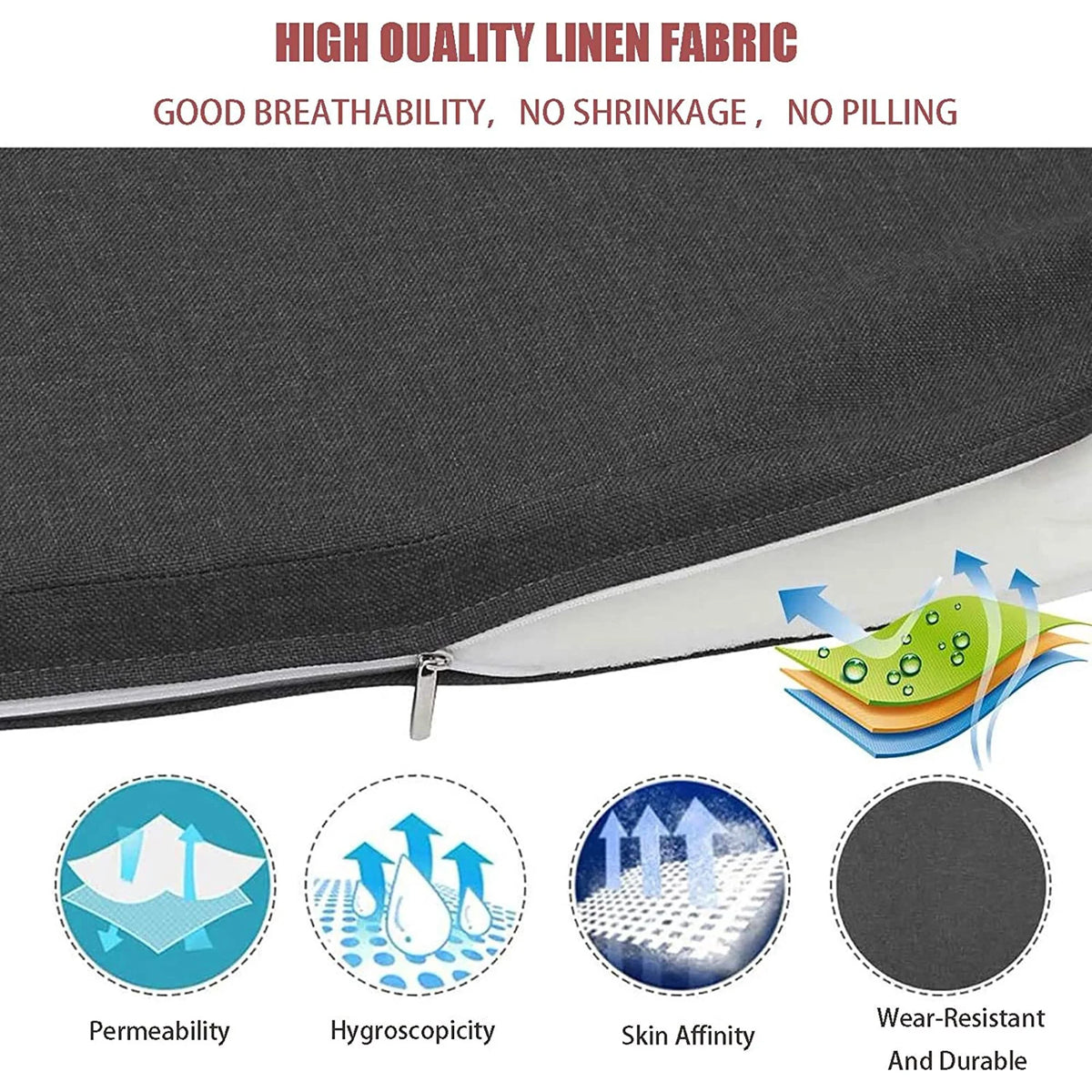 Beige 2 Inch Thickened Foam Bench Cushion with 2 Ties P316114