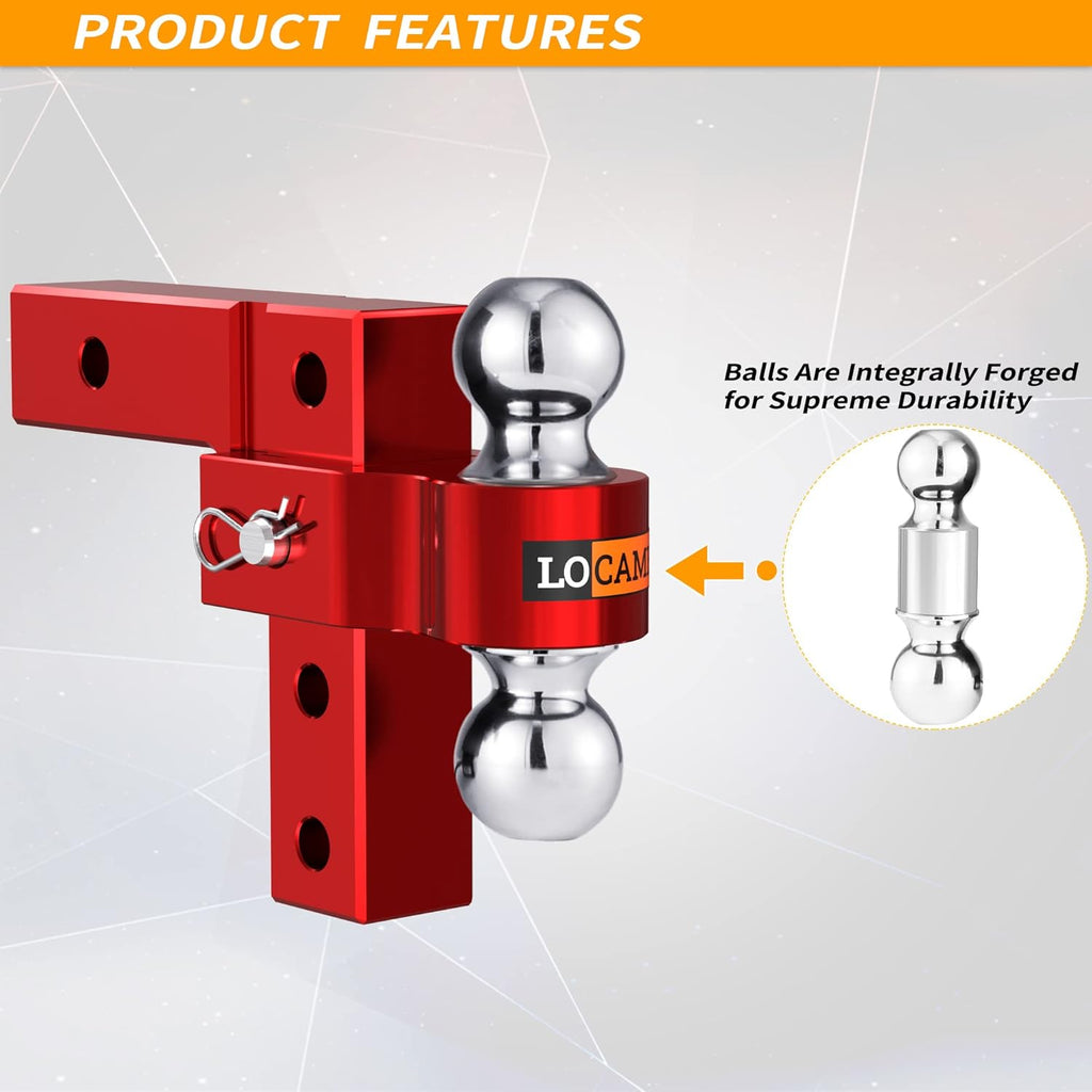 Adjustable Aluminum Trailer Hitch with Double Stainless Steel Pins, Red I711768