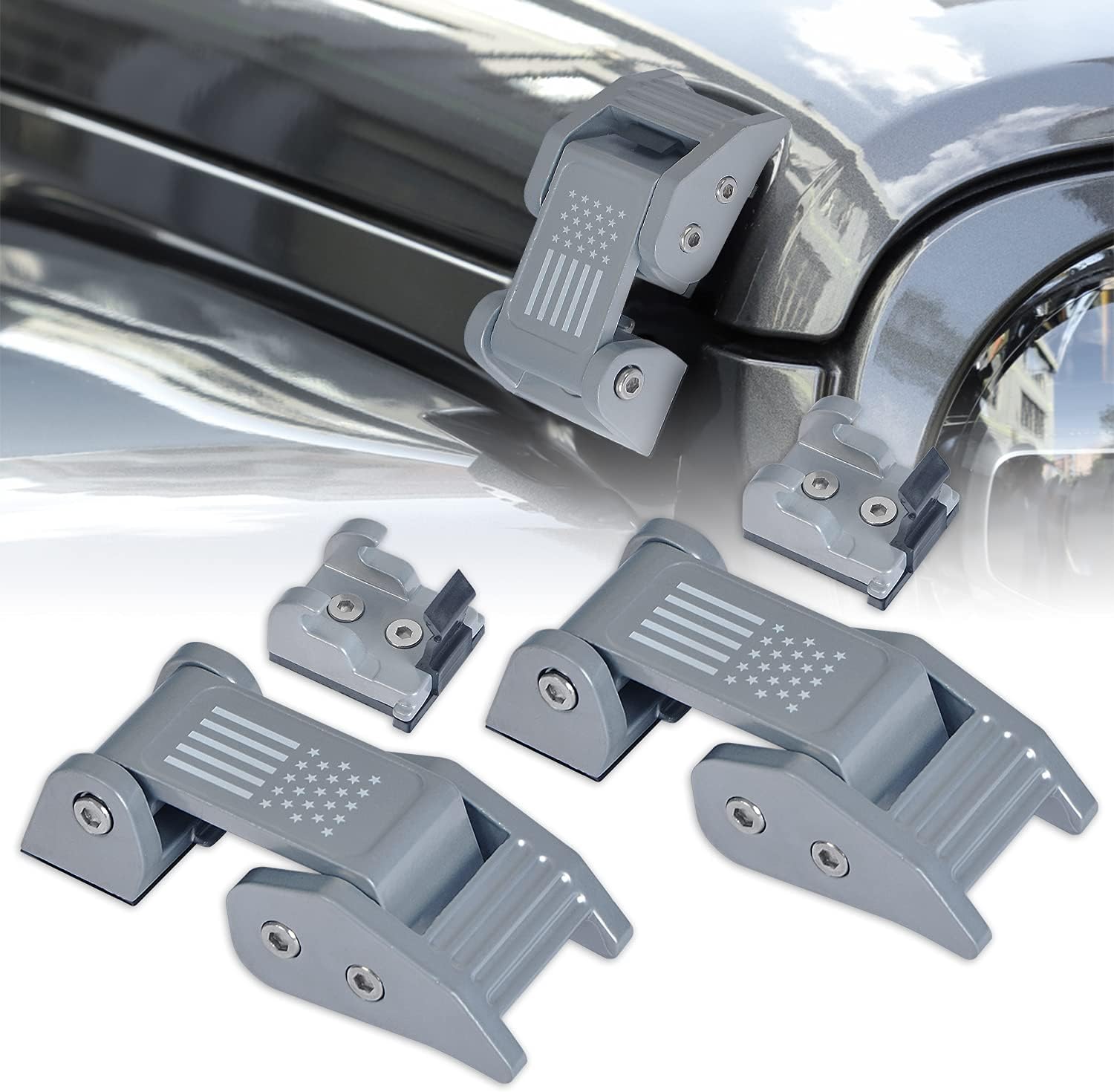 Red Aluminum Hood Latches Catch Kit for Jeep Wrangler JK JL Gladiator JT V23576