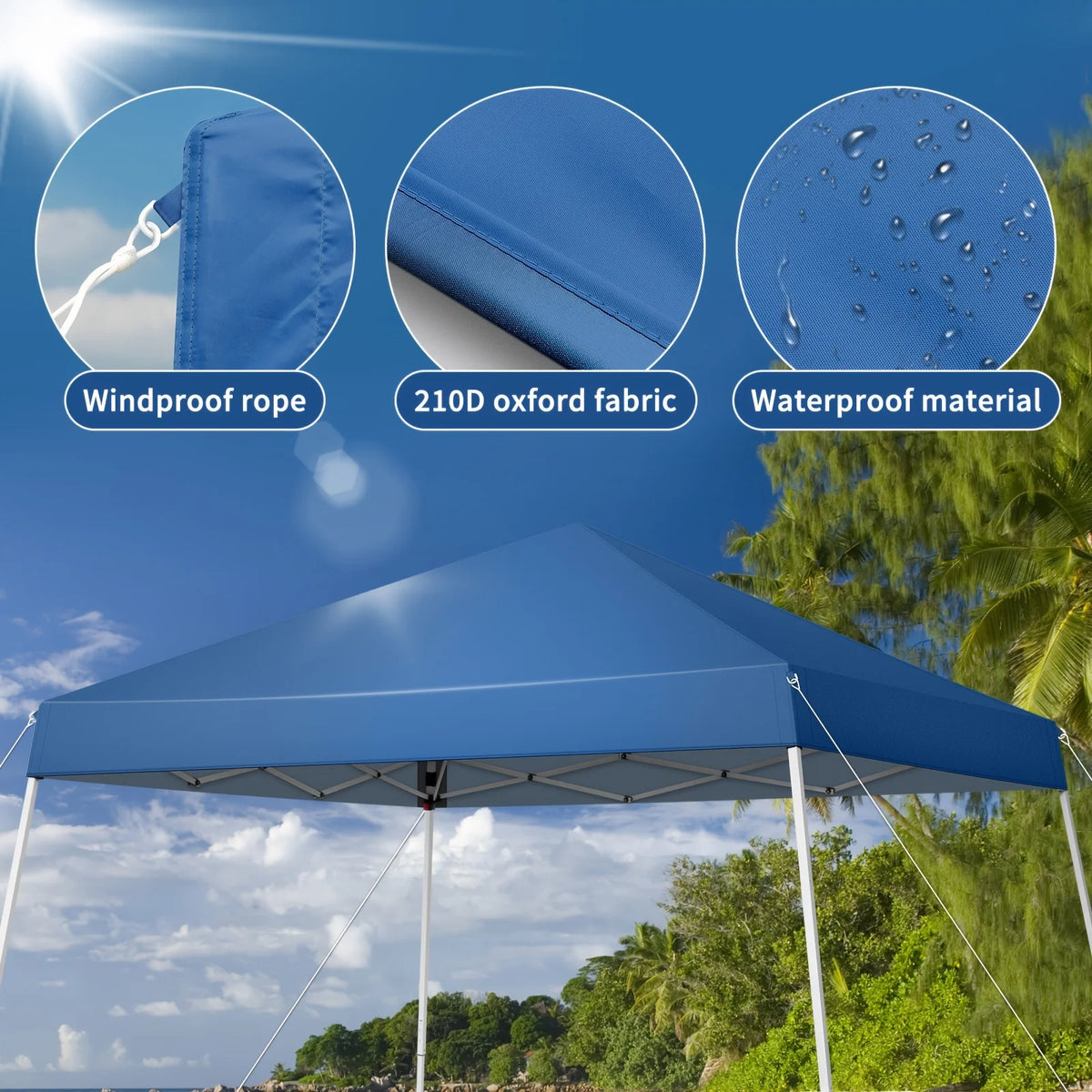 Blue/White Portable Waterproof Folding Tent R98746