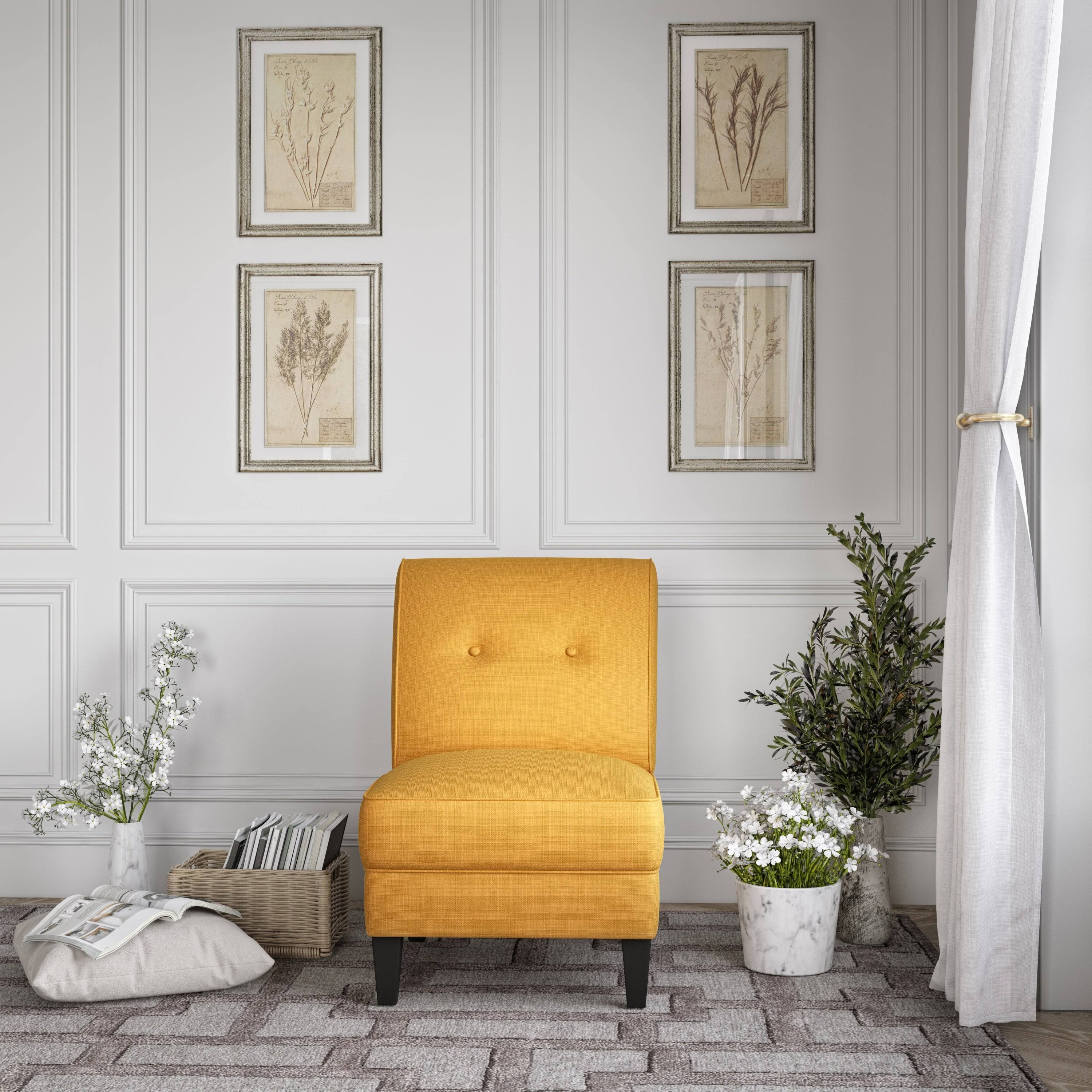 Orange Linen Armless Chair K403826
