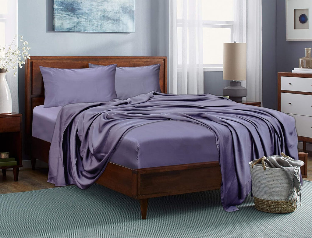 Split King Charcoal Gray 5PC Tencel Lyocell Bed Sheets Set E99869