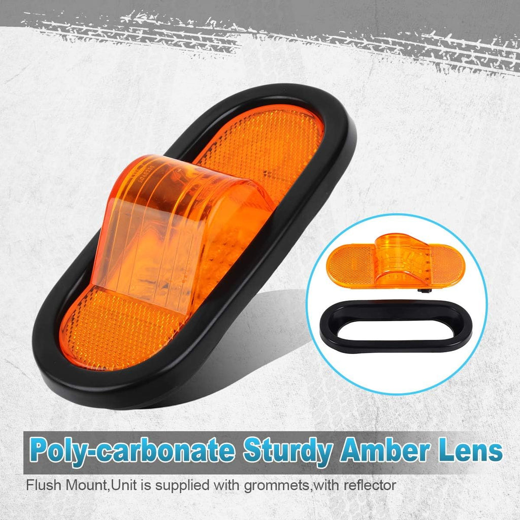 4pcs 6" Amber LED Oval Truck Semi Trailer Mid-Ship Marker and Turn Signal Lights N501279