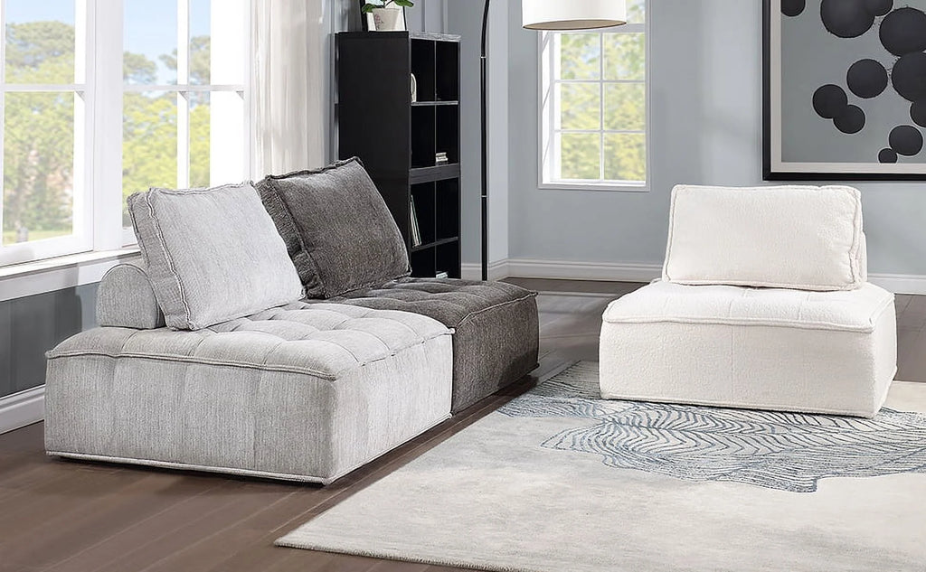 Armless Accent Chair Oversized Lounge Chair Linen Gray I7665