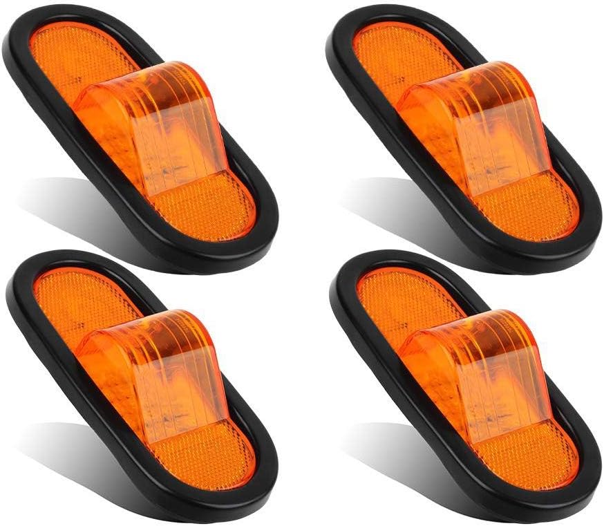 4pcs 6" Amber LED Oval Truck Semi Trailer Mid-Ship Marker and Turn Signal Lights N501279
