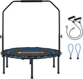 40 Inch Mini Fitness Trampoline with Bungee Cords Adjustable Bar Foldable U953