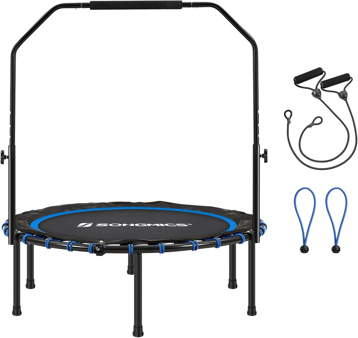 40 Inch Mini Fitness Trampoline with Bungee Cords Adjustable Bar Foldable U953