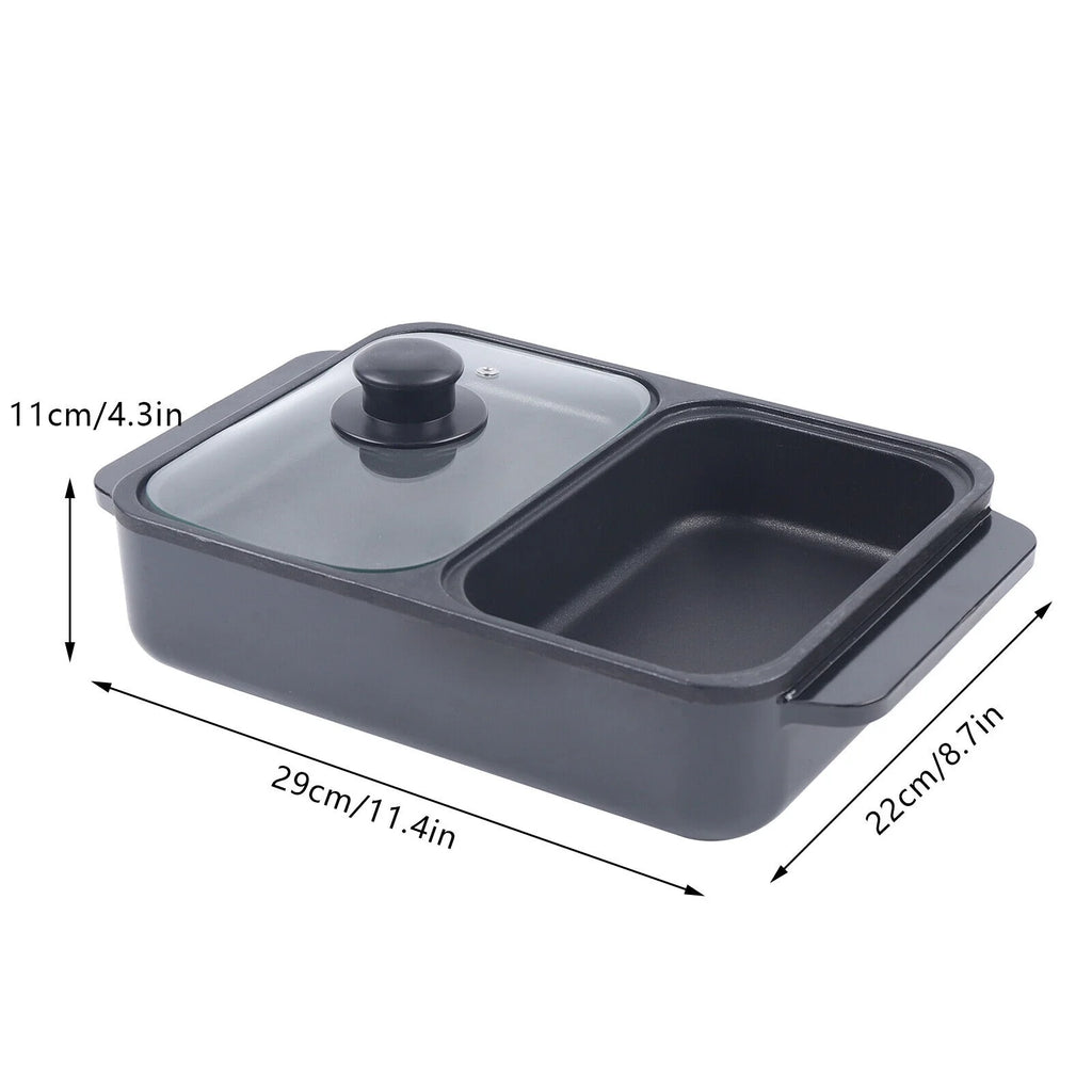 2-in-1 Electric Hot Pot BBQ Grill Smokeless Cooking Pan 1200W R16986