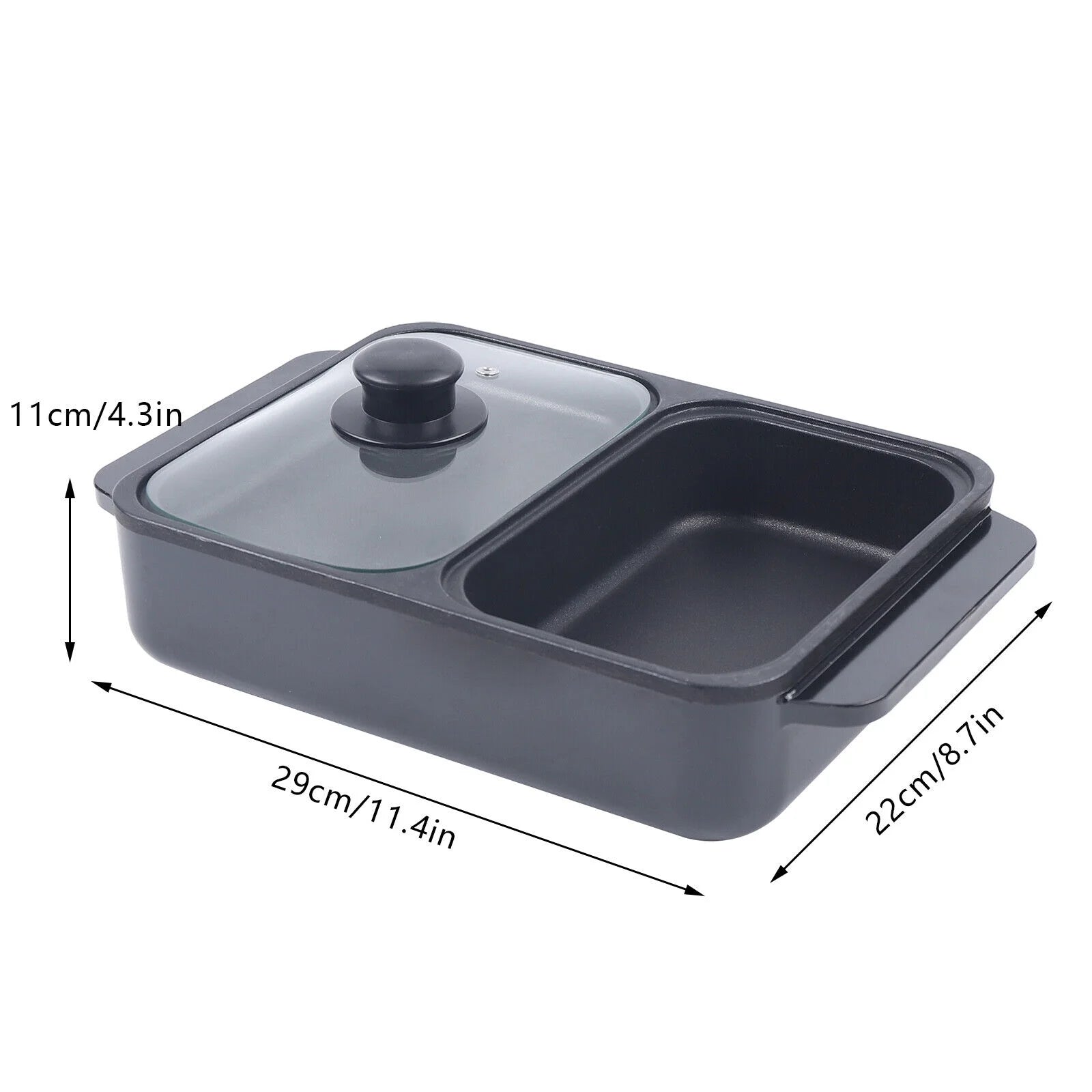 2-in-1 Electric Hot Pot BBQ Grill Smokeless Cooking Pan 1200W R16986