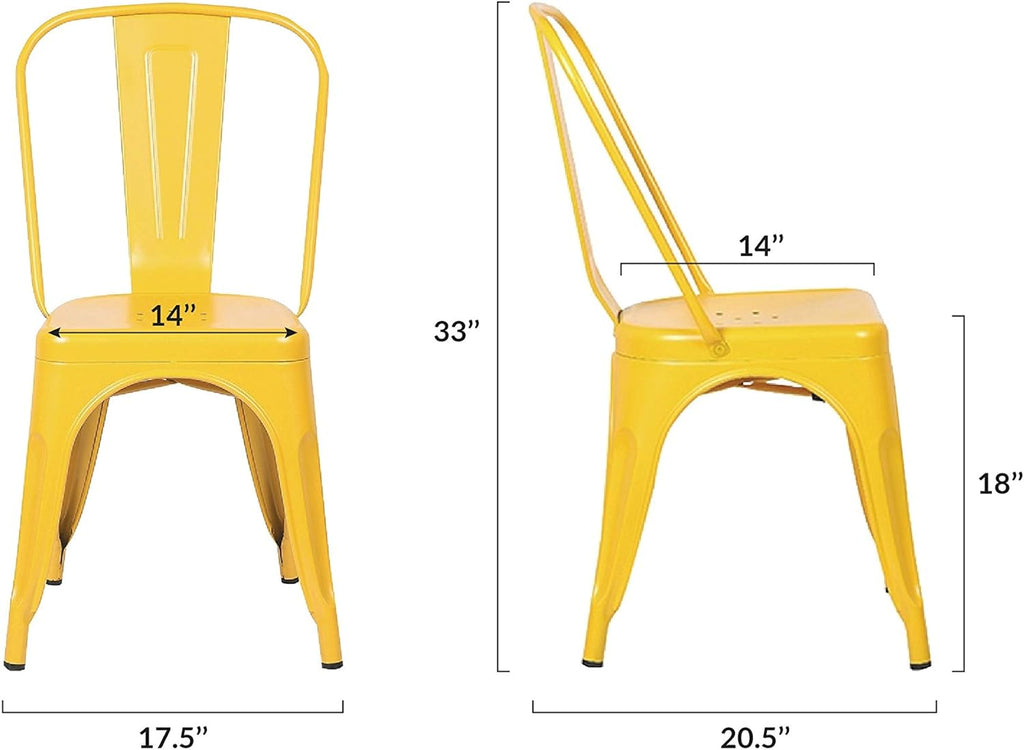 Yellow Metal Stackable Dining Chair (Set of 4) C853