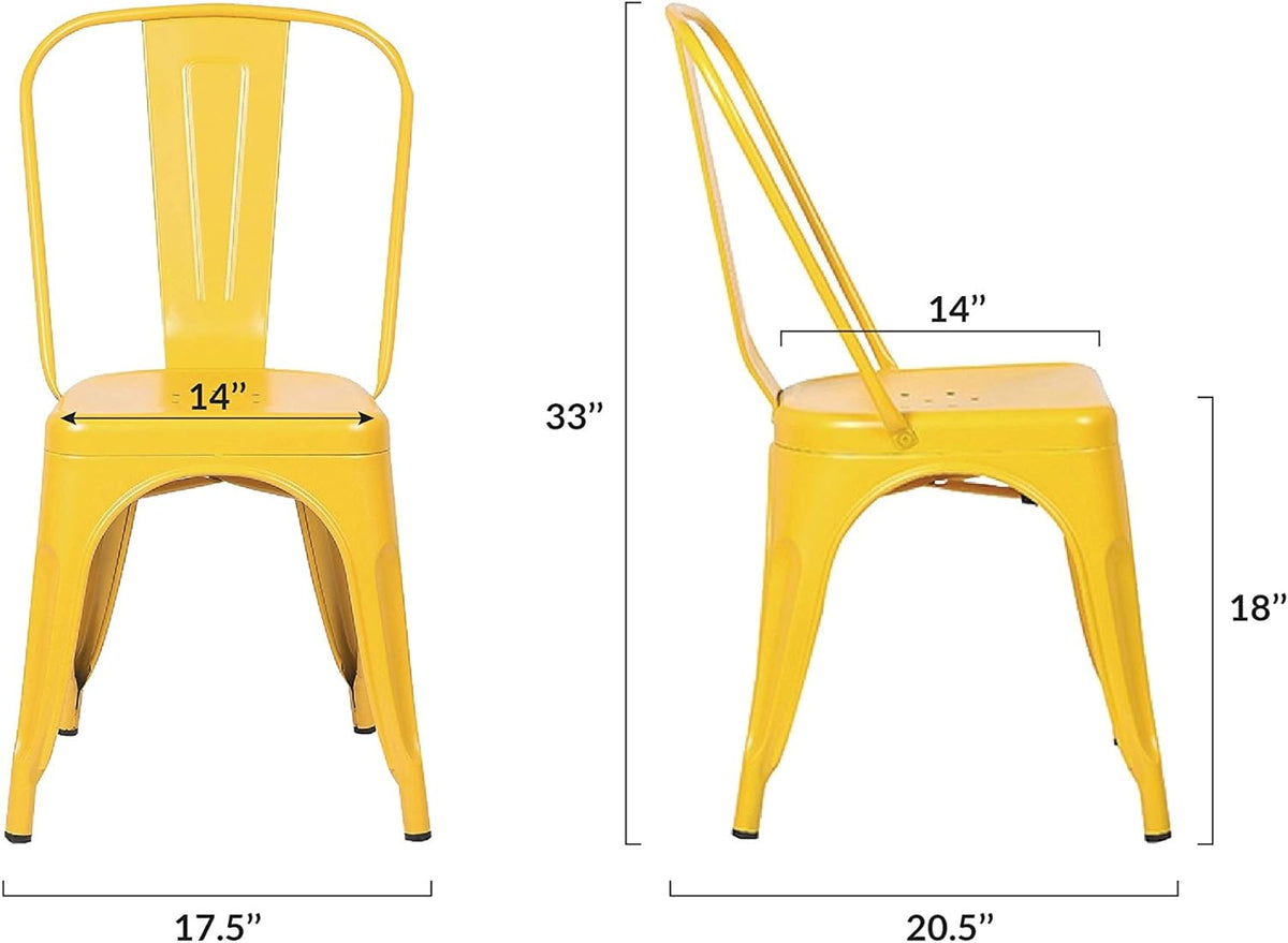 Yellow Metal Stackable Dining Chair (Set of 4) C853