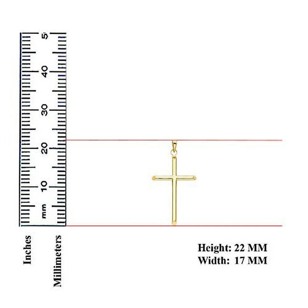 Solid 14K Gold Box Chain Cross Pendant Necklace Y236