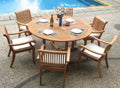 6 Seater 7 Pc Teak Dining Set with 6 Stacking Arm Chairs C6200