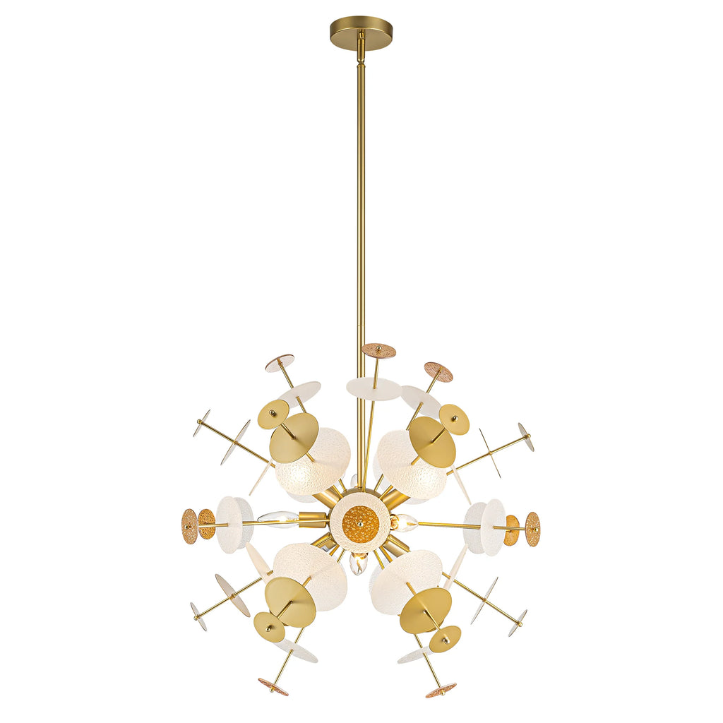 9-Light Linear Starburst Textured Glass Chandelier G905