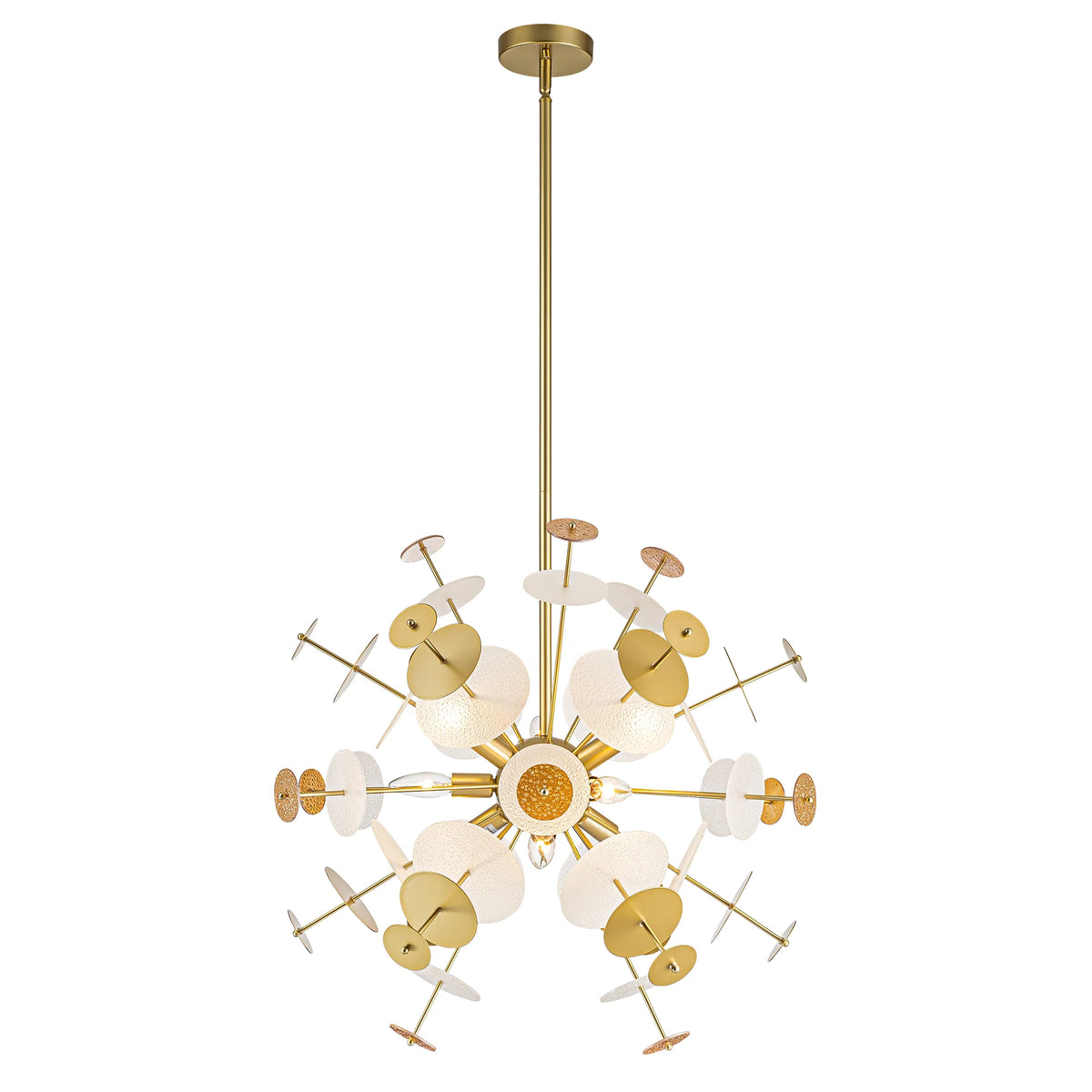 9-Light Linear Starburst Textured Glass Chandelier G905