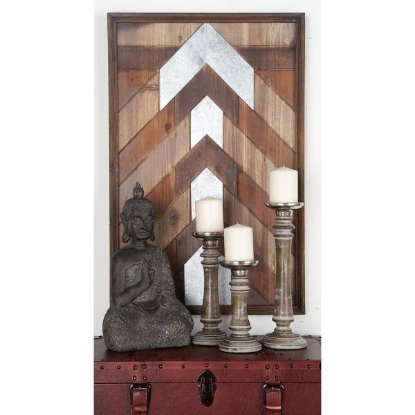 Brown Mango Wood Candle Holder Set of 3 Q56648