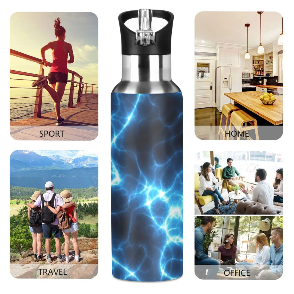 Dark Blue 20 OZ Stainless Steel Vacuum Insulated Water Bottle with Straw Lid U467285