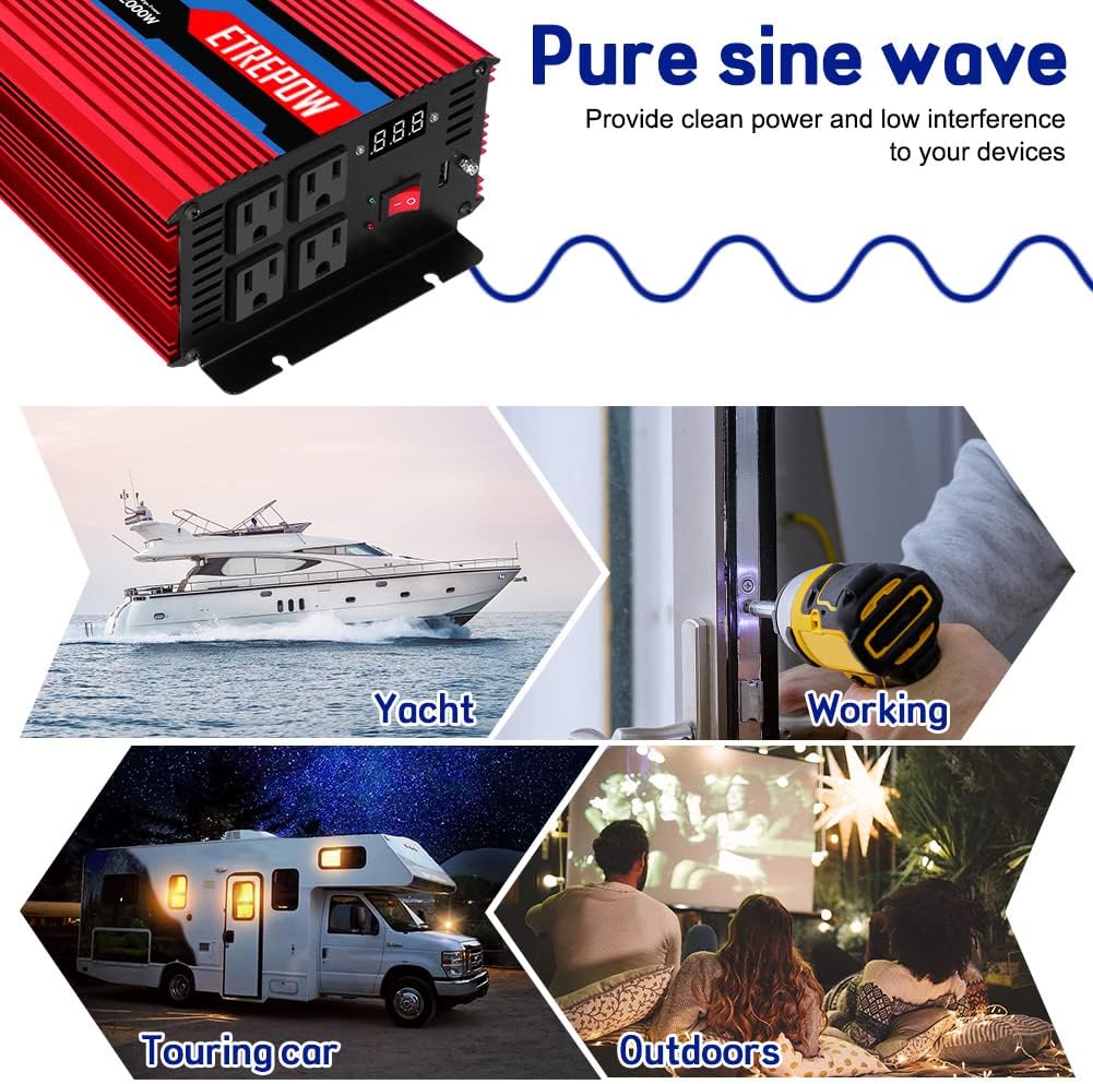 3000 Watt Pure Sine Wave Power Inverter 12V DC to 110V AC M15322