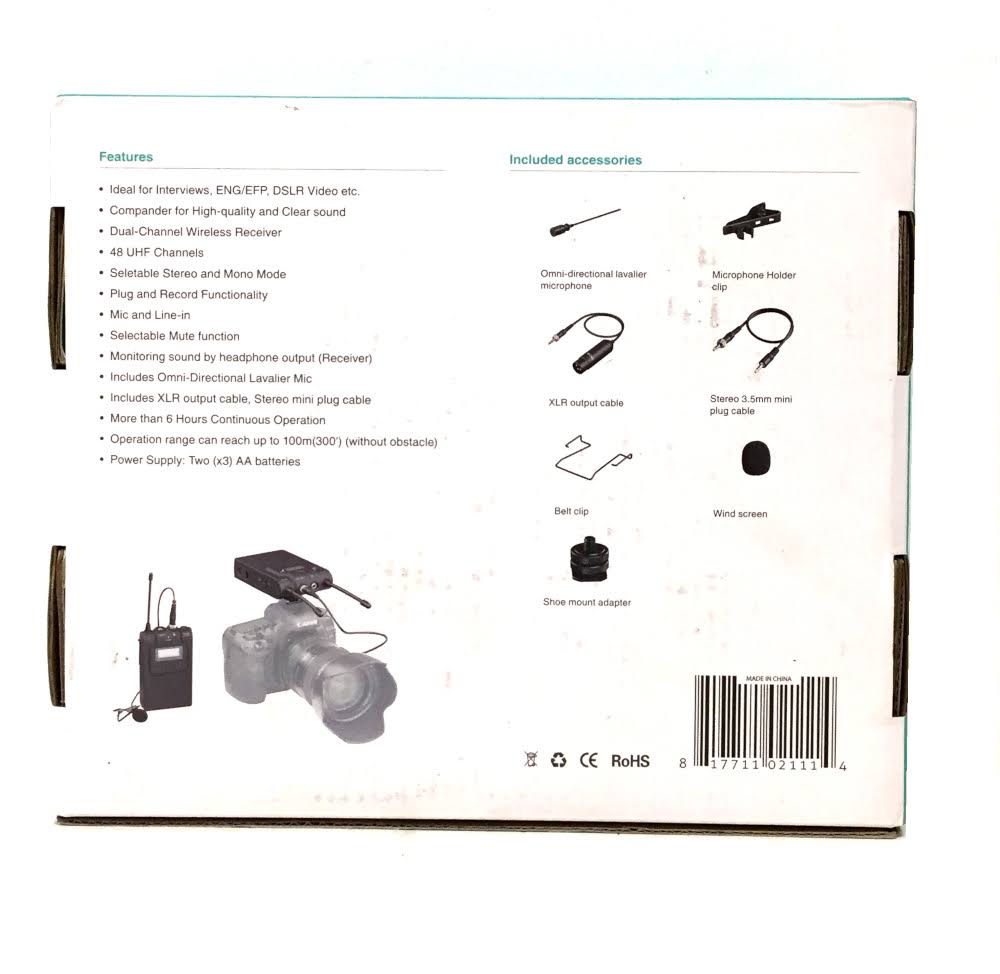 UHF Wireless Lavalier Microphone System with Bodypack M850189