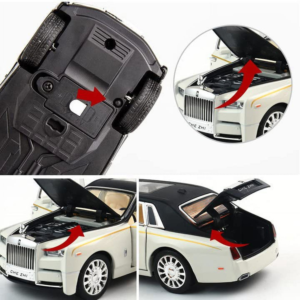 Diecast Cars 1:32 Scale Rolls-Royce Phantom Model Car, Zinc Alloy Pull Back Toy Car with Sound and Light I42776