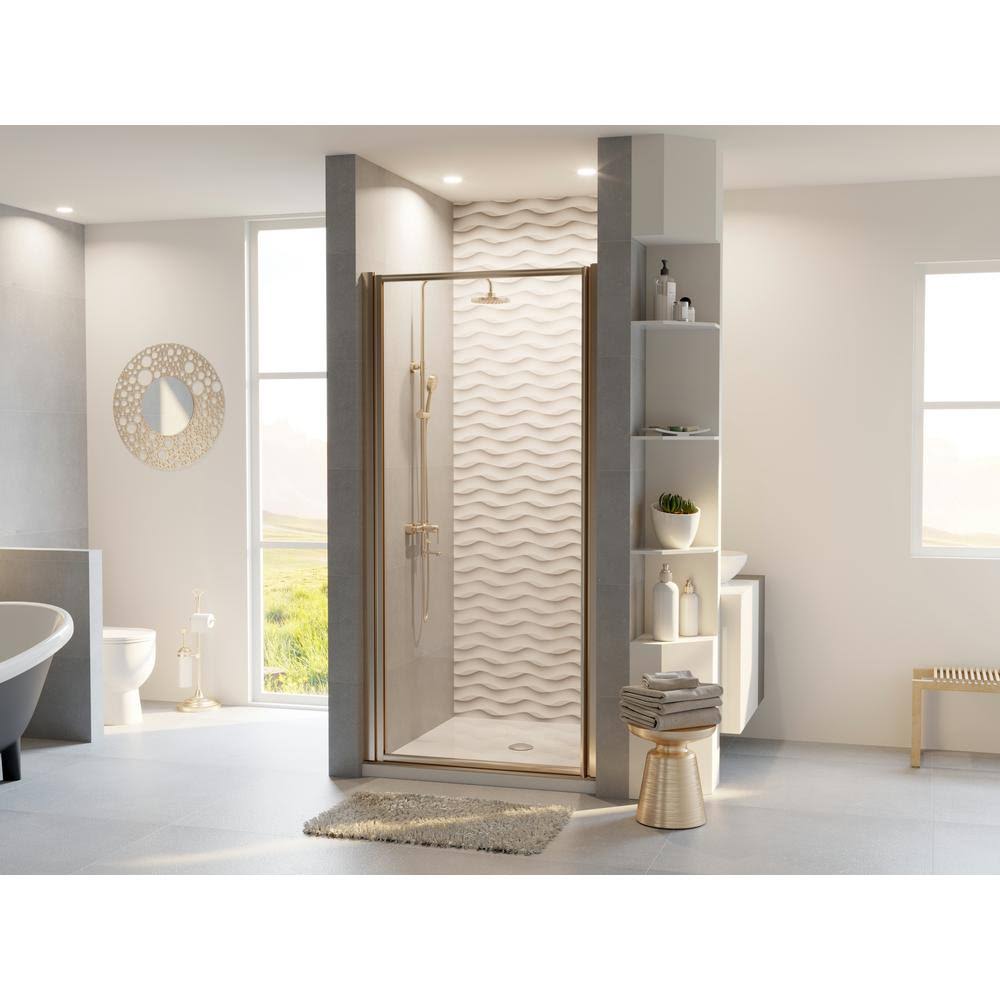 Framed Hinge Shower Door with Clear Glass Brushed Nickel X91676