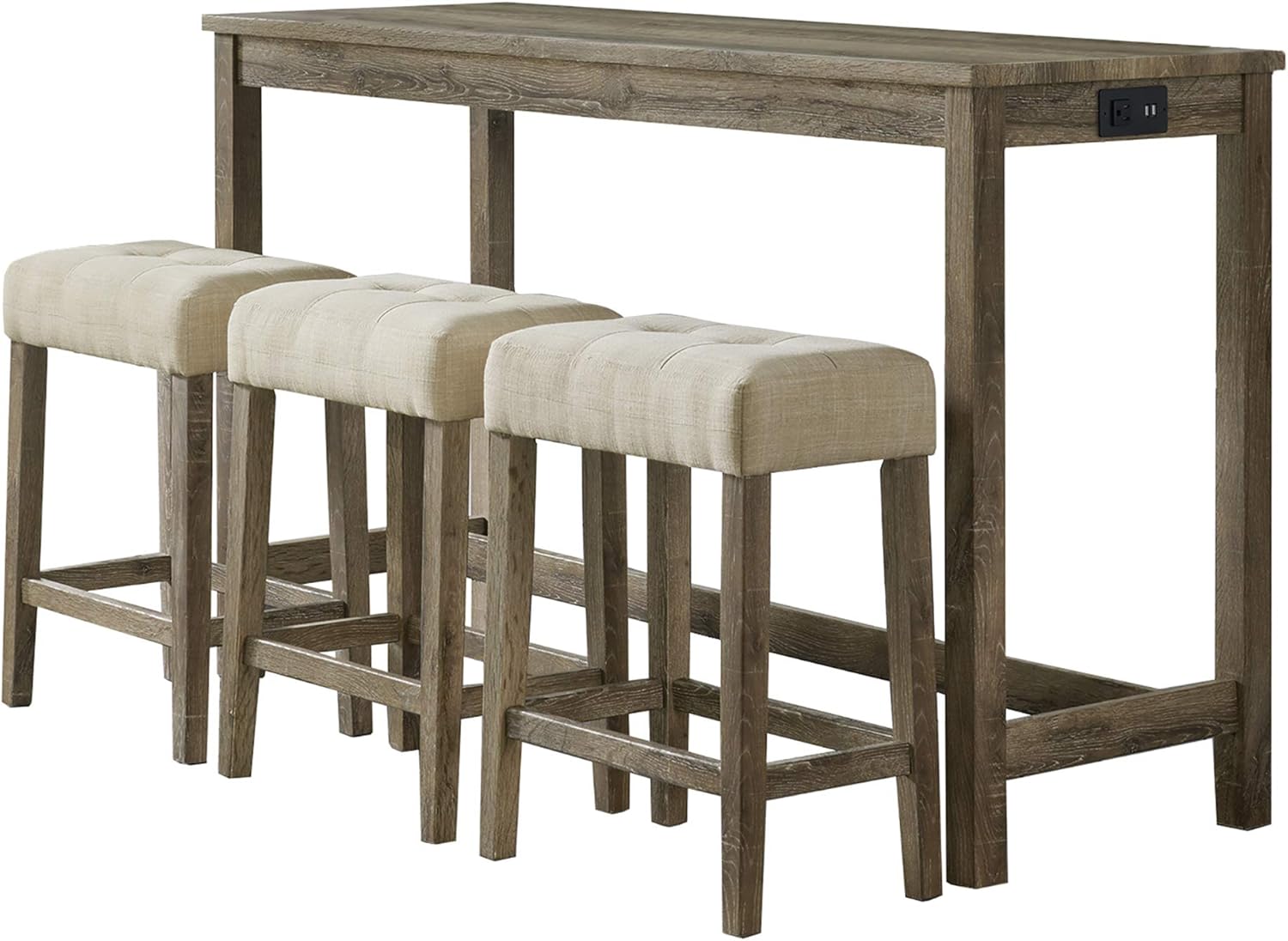 Natural Rustic 4-Piece Bar Set with Table and 3 Stools R258