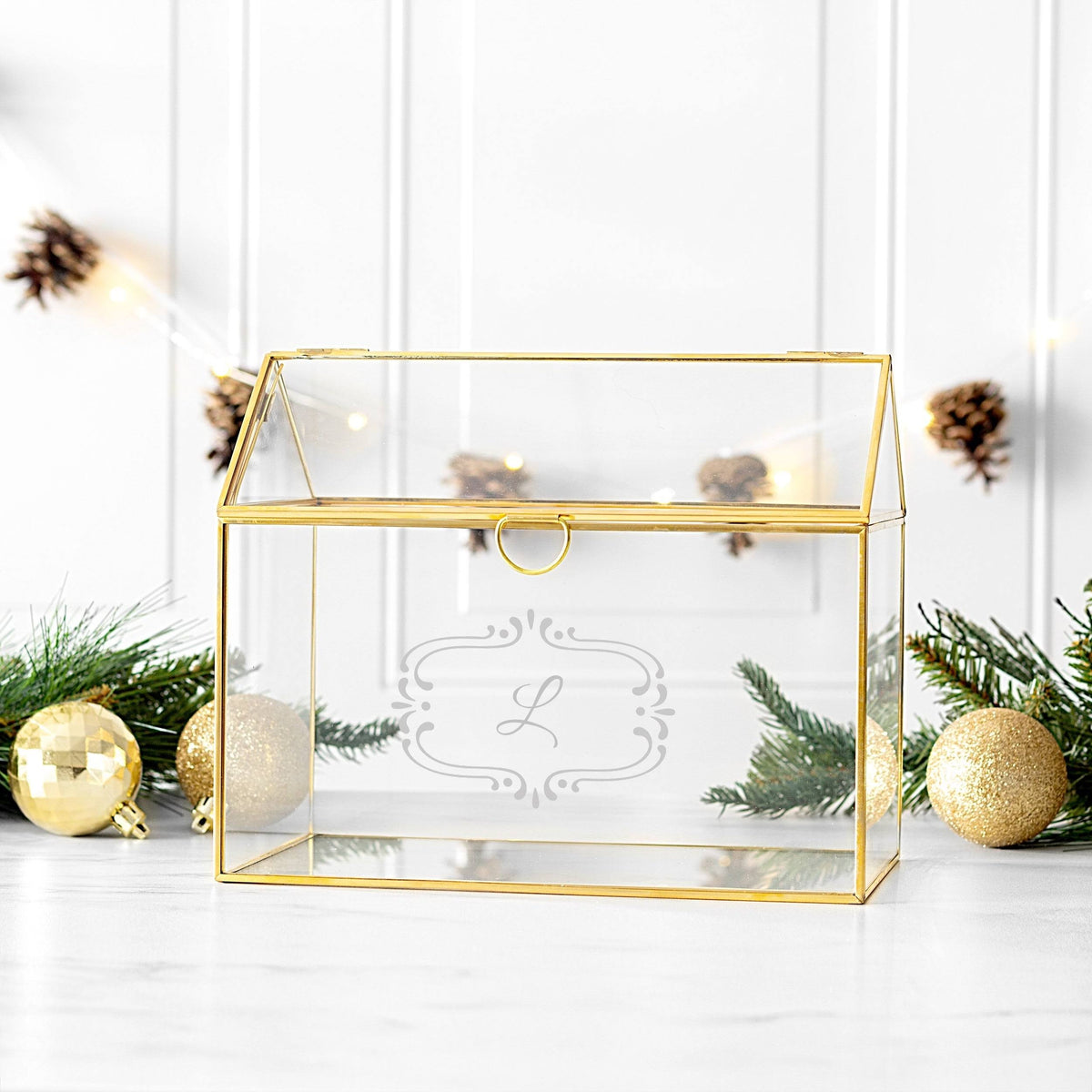 Gold Glass Terrarium Card Holder Z1934