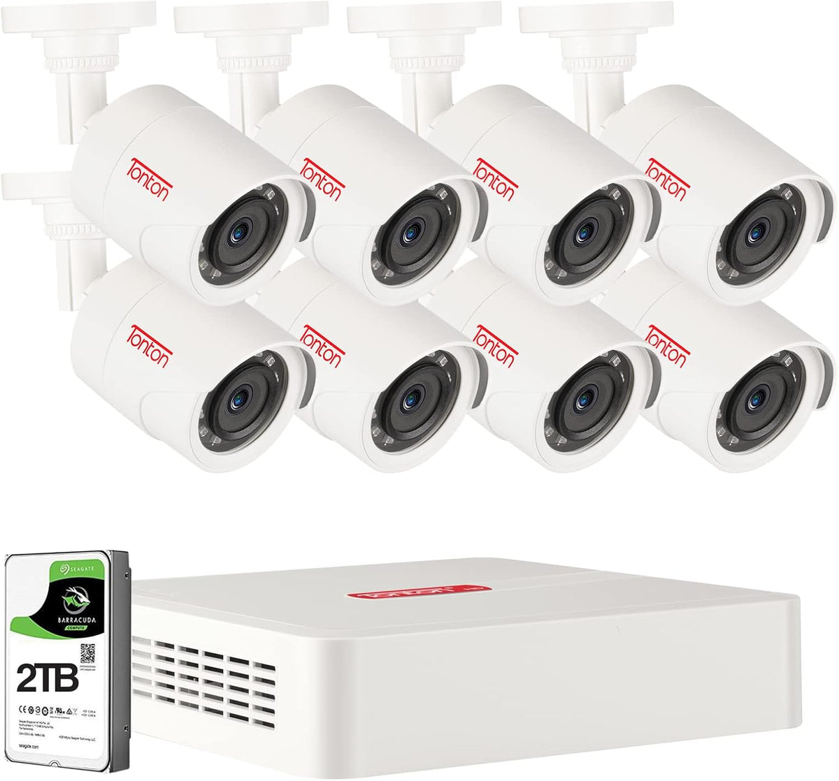 8CH 5MP Lite Hybrid Surveillance Video DVR with 2TB HDD and 8PCS 2MP Outdoor Bullet Cameras N299660