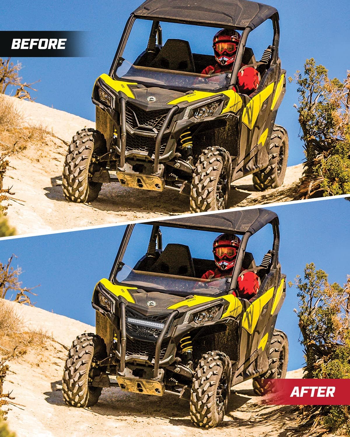 Front Mesh Grill with LED Light Bar for Maverick Trail E50017