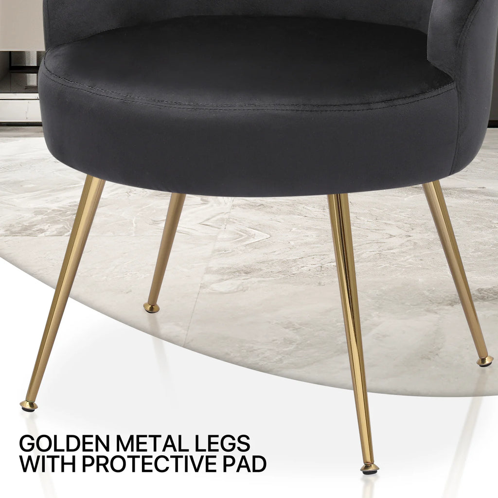 Black Velvet Accent Chair with Golden Metal Legs M865055