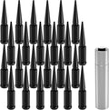24 PCS Black Anti Theft Spike Lug Nuts 1/2"-20 with Key T254137