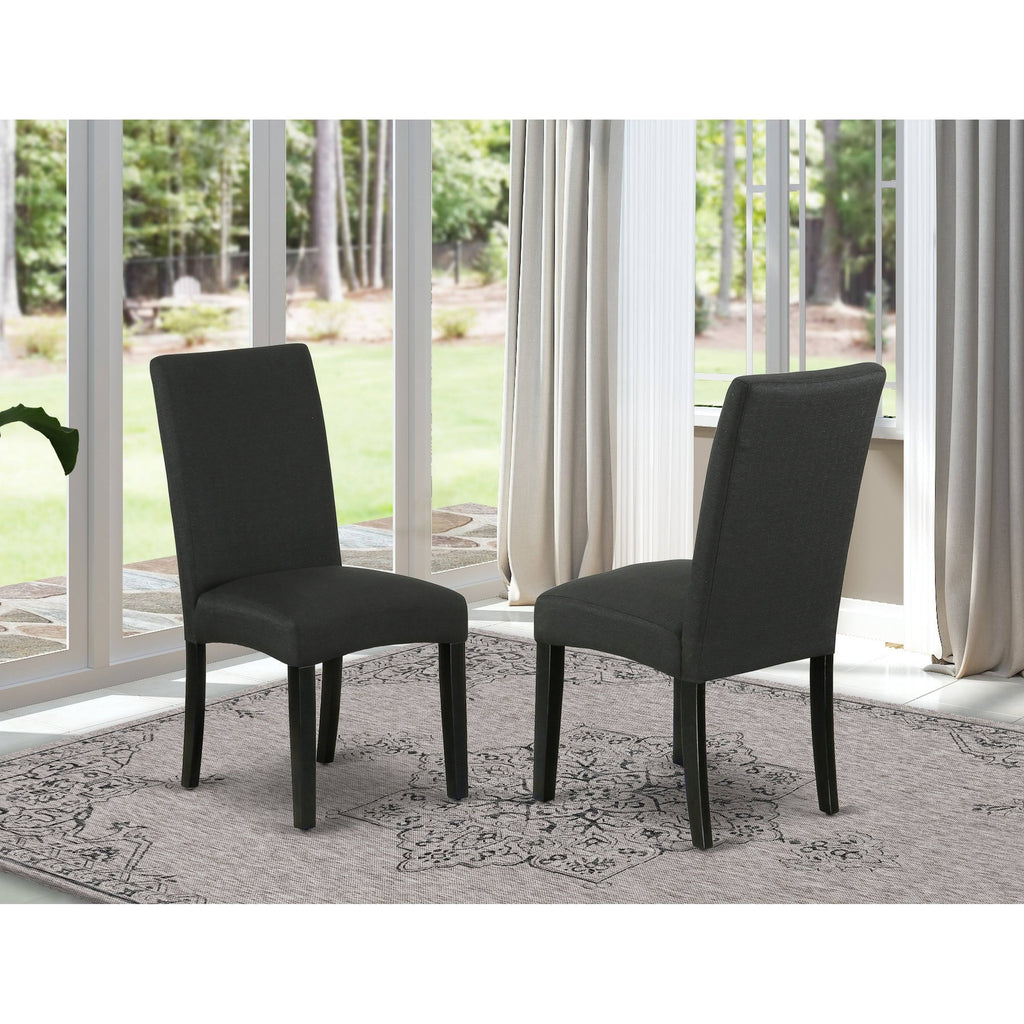 Black Linen Fabric Parson Chair, Set of 2 S97273