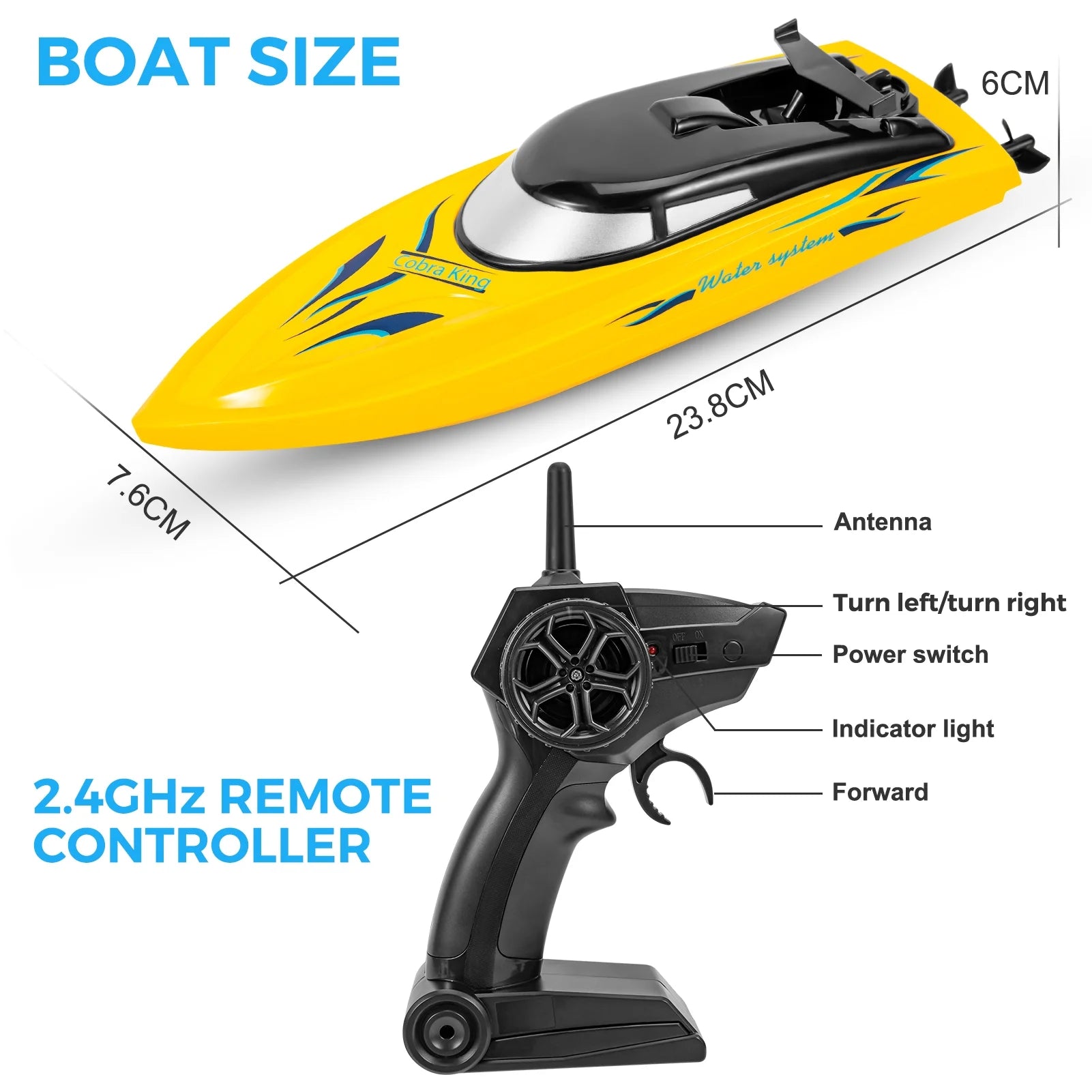 3 Pack 2.4 GHz RC Boat with 6 Rechargeable Batteries F3043