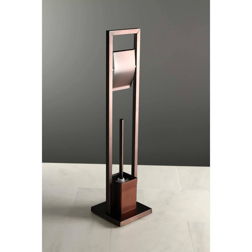 Polished Chrome Pedestal Toilet Paper Holder with Toilet Brush Holder F72429