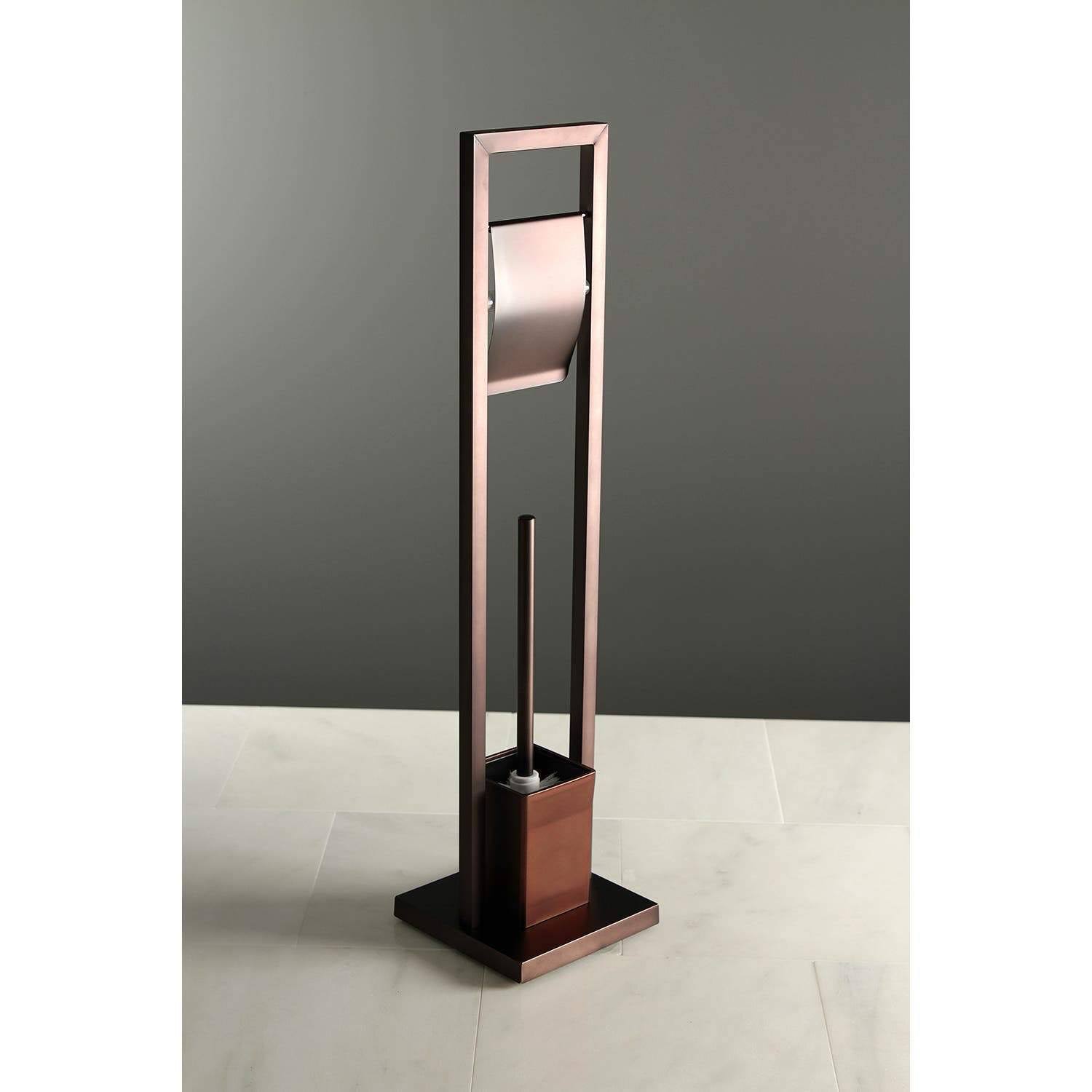 Polished Chrome Pedestal Toilet Paper Holder with Toilet Brush Holder F72429