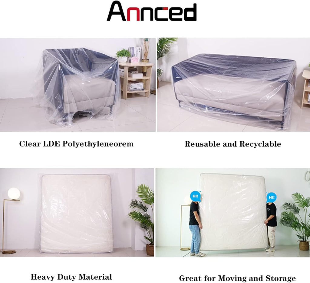 2 Packs 4 mil Thick Polyethylene Mattress Bag, California King N21778