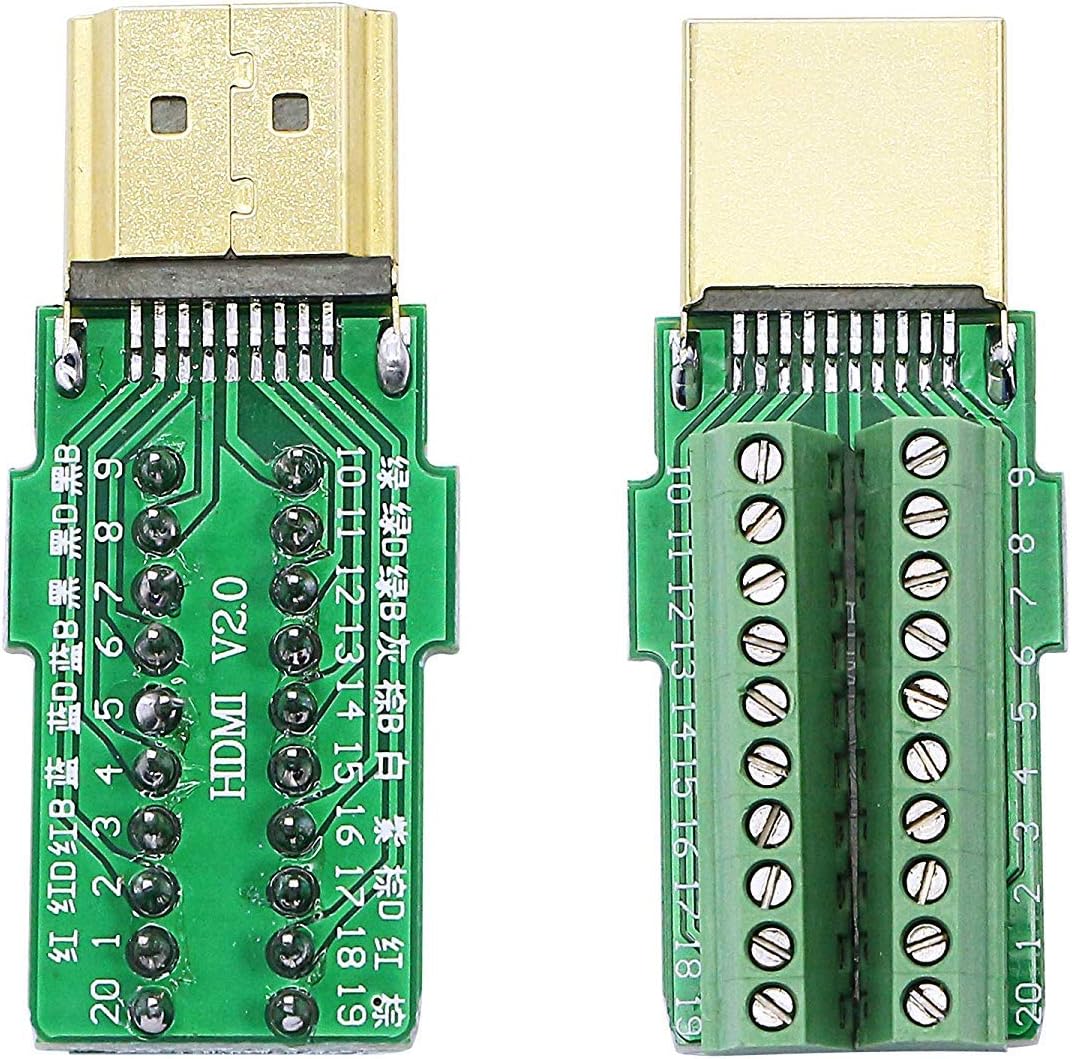 2 Pack HDMI Solderless Adapter Gold Plated Connector with Plastic Cover Screwdriver D4474