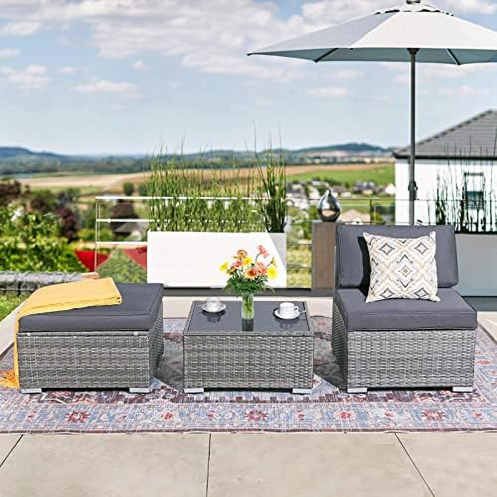 3 Piece Patio Sectional Sofa with Coffee Table B793