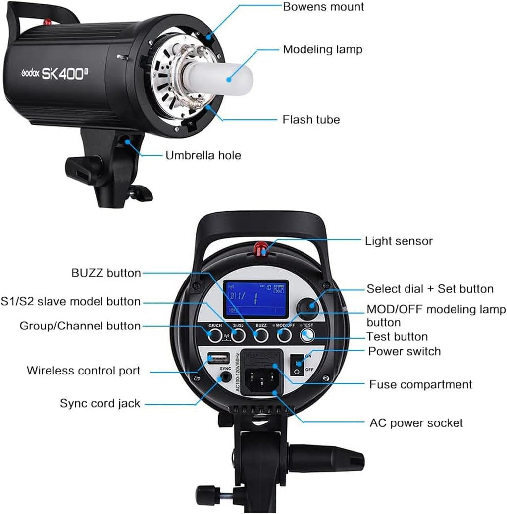 2-Pack 800Ws Photo Studio Strobe Flash Monolight Kit with Light Stands, Reflectors, Barndoor Kits P20211