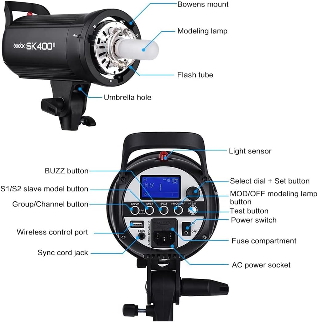 2-Pack 800Ws Photo Studio Strobe Flash Monolight Kit with Light Stands, Reflectors, Barndoor Kits P20211