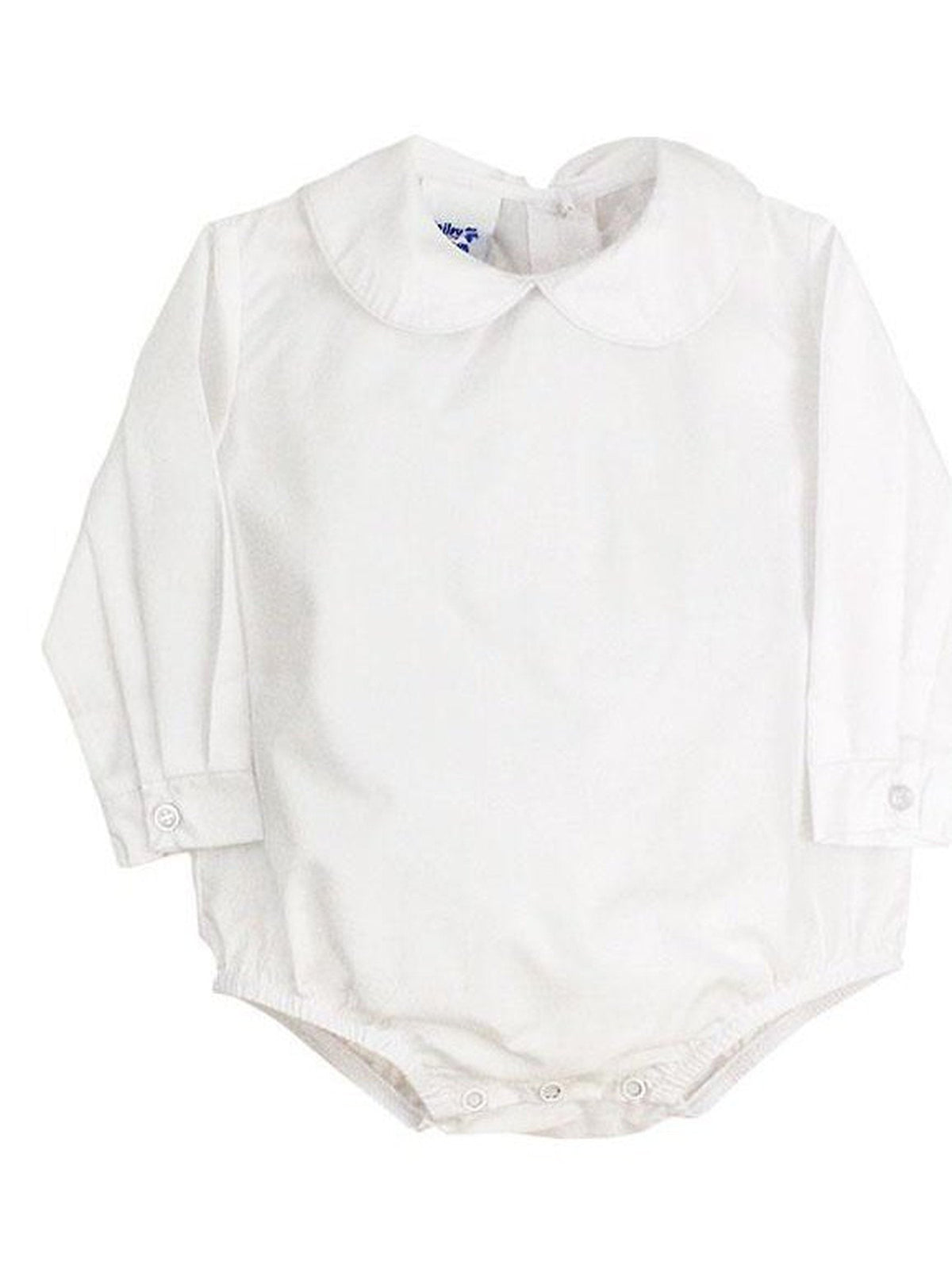 Boys Long Sleeve Button Back Onesie - White