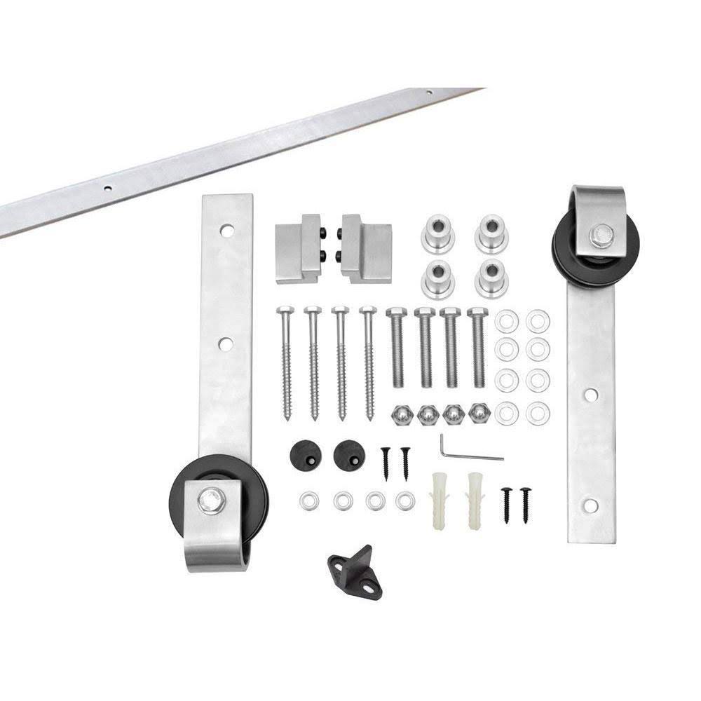Weather Oak Stained Wood Interior Sliding Barn Door with Hardware Kit I421935