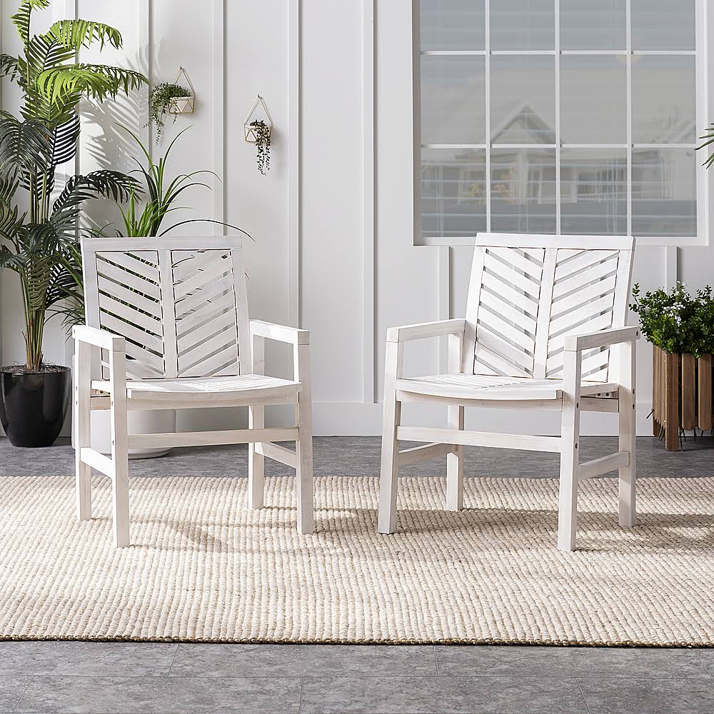 White Wash Solid Acacia Wood Patio Chair F467
