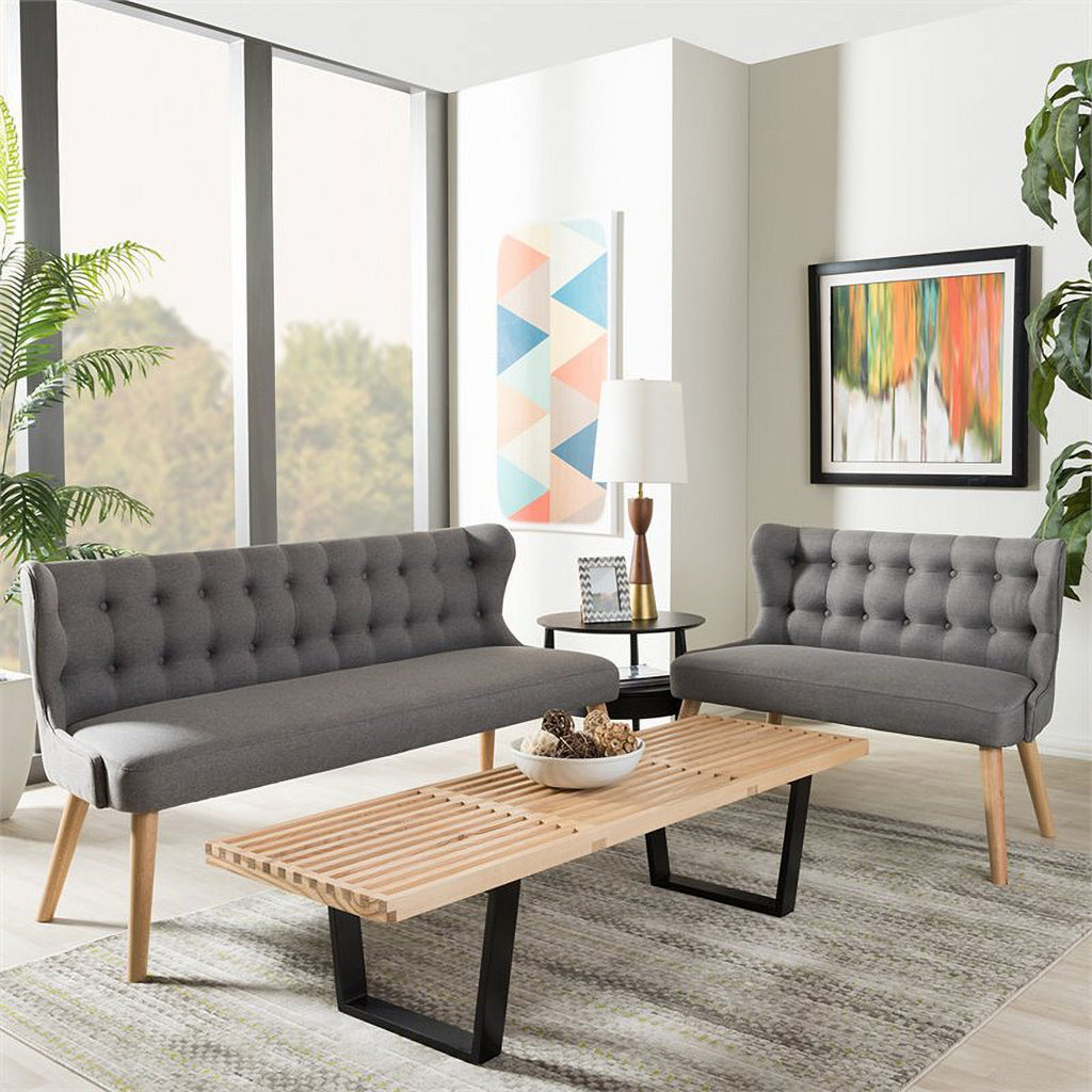Tufted Wingback Sofa in Gray and Light Brown A550530