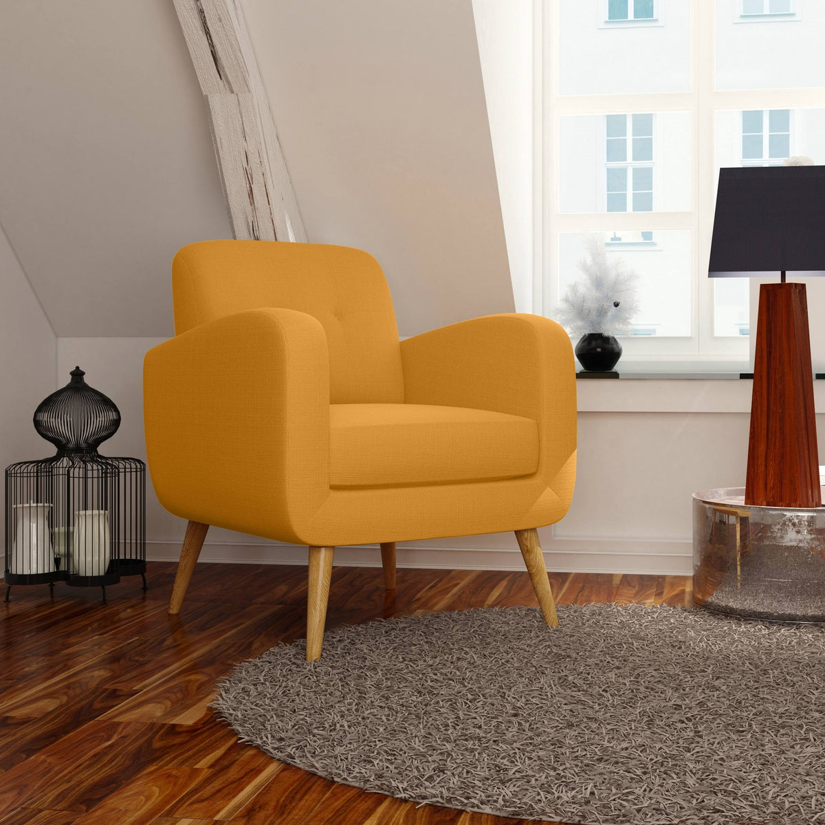 Cherry Red Mid-Century Modern Arm Chair T9401