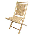 Bamboo Folding Chair with Open Link Weave of Water Hyacinth & Seagrass, Natural - Set of 2 X298652