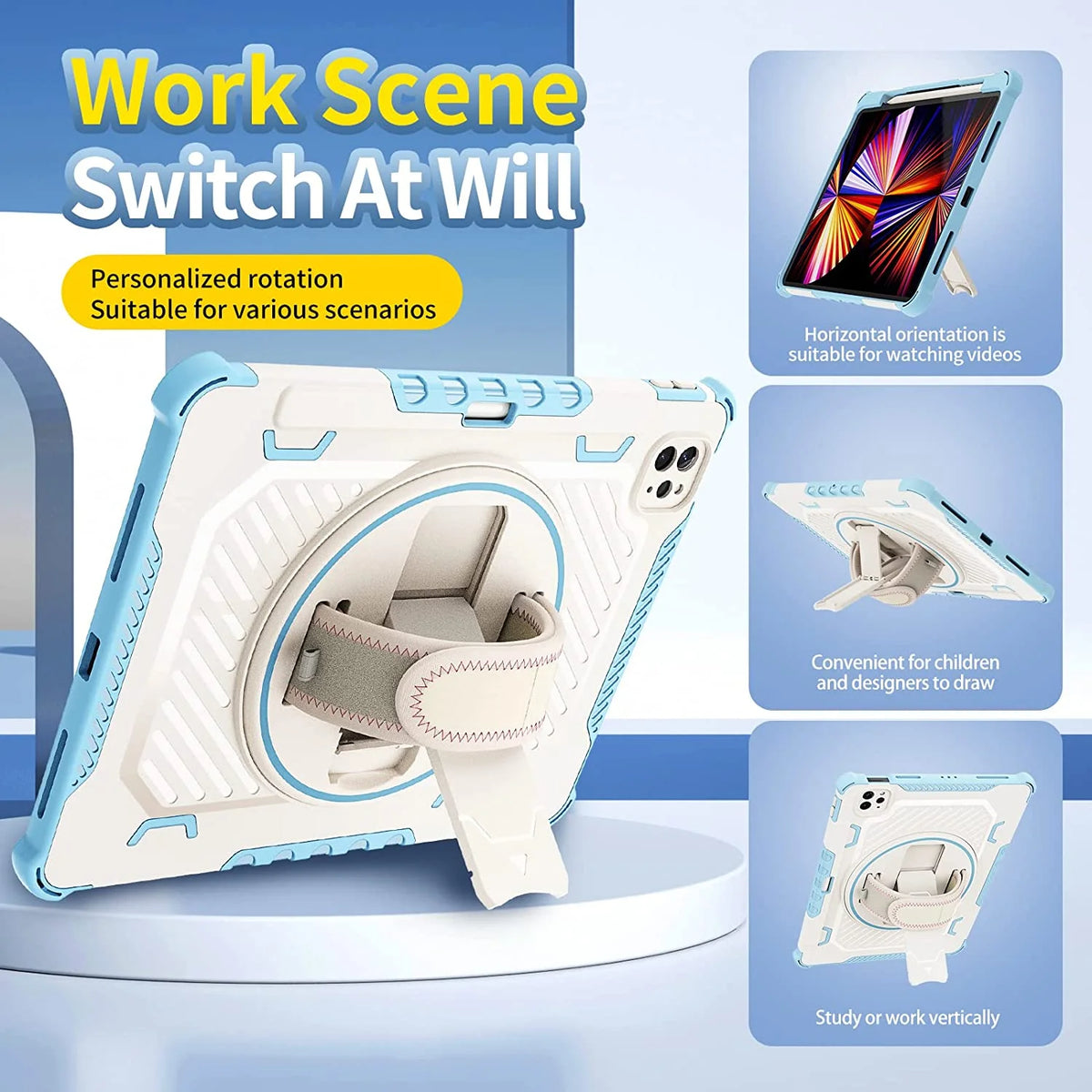 Heavy Duty Protective Cover with 360° Rotating Hand Strap & Stand Shoulder Strap G2570
