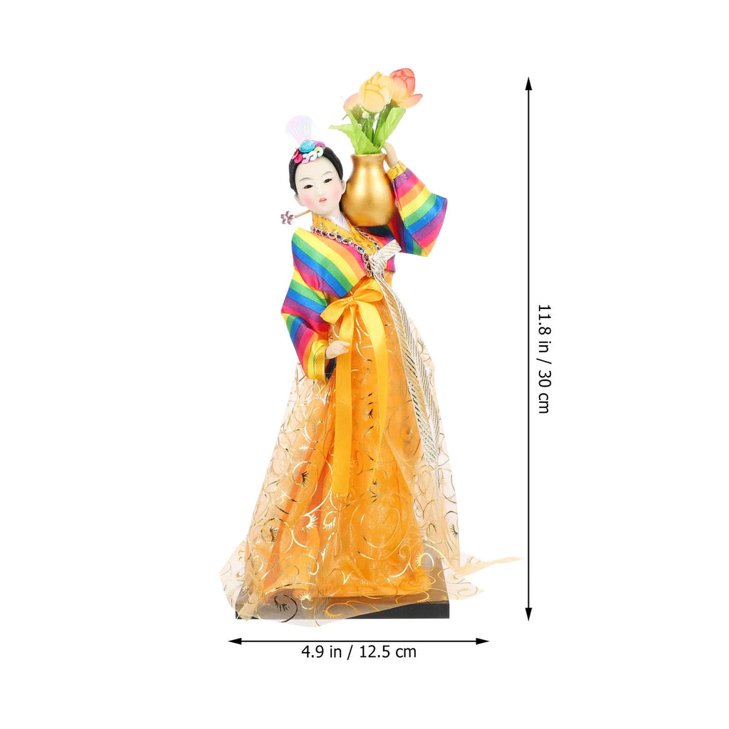 Doll Hanbok Korean Geisha Figure Figurine Traditional Asian Collectible Kimono Antique Dress V55387