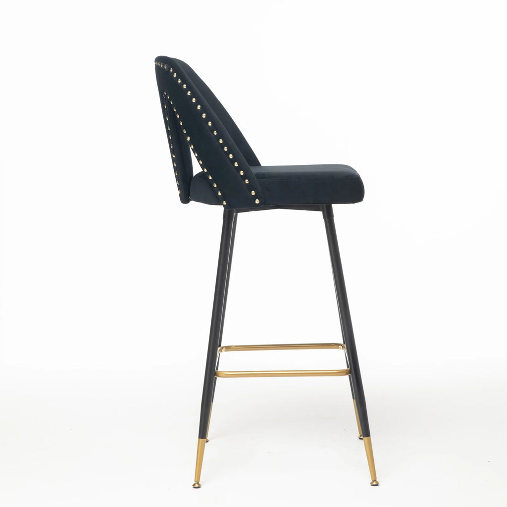 Black Velvet Bar Stools with Back, 30 inch Seat Height, Set of 4 Z218734
